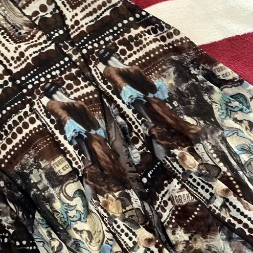 Vintage FUZZI Jean Paul Gaultier midi abstract brown long skirt Size XL