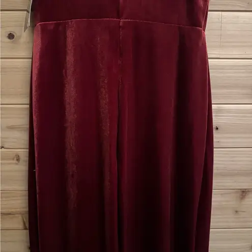 NWT Taylor Size 2/XS Strappy Red Orange Cowlneck Velvet Midi Dress