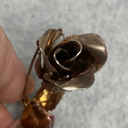 Vintage Signed Giovanni Silver Tone Rose Flower Brooch Floral Old Money Tarnish