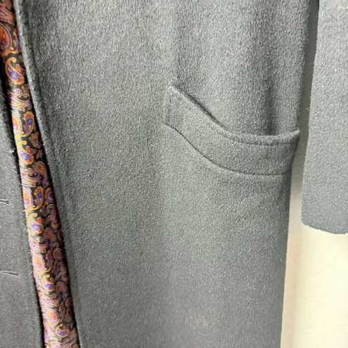 Vintage Braefair Womens Full Length Black Cashmere Blend Trench Coat Union Made Size 8