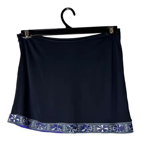 Emilio Pucci Skirt Women 6 Black Blue Geometric Trim Italy A Line Mini Luxury