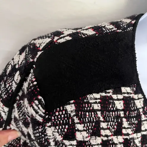IRO Kamber Tweed Zip Sweater Jacket Sz US 6 38 Black White Crop Moto Fringe