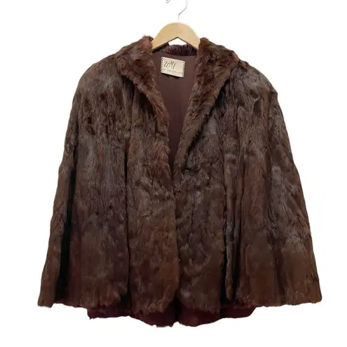 Vintage 1950s Mink Fur Capelet Stole Jacket Dark Brown ZCMI Salt Lake City Utah