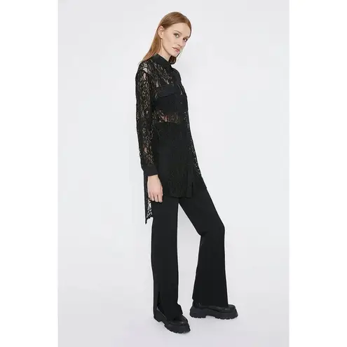 ZARA ✨ All Over Lace Long Black Sz Small Shirt✨