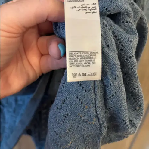 Fat Face Textured Knit Sweater in Denim Blue Size 14