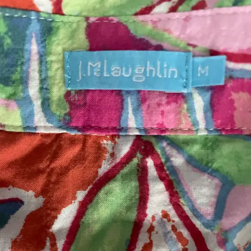 J. McLaughlin Bright Tropical Leaf Flower Print Top Orange Size M