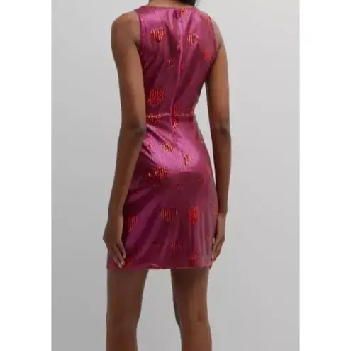ONE33 Social Pink & Red Sequin Hearts Faux Wrap Party Dress Size 8