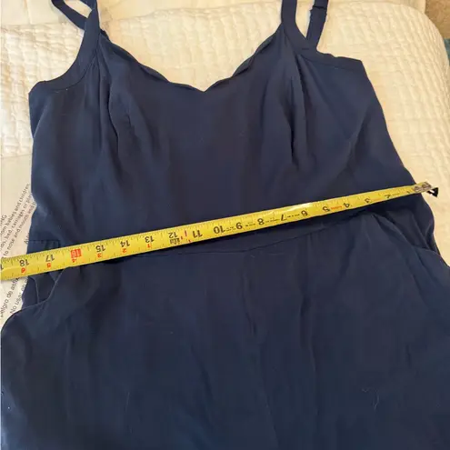 41 Hawthorn Navy Scalloped Romper 1X | Coastal Granddaughter Brunch Fall Outfit Blue