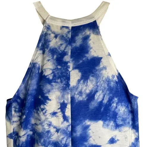 Modern Lux Modern Luxe blue tie dye peace sign halter tank top size small JT21097