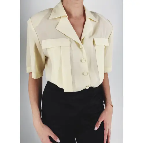Vintage Rivista Pastel Yellow Button Down Blouse Size 8