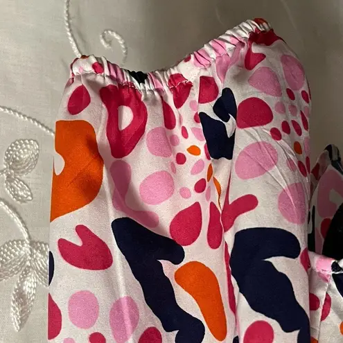 Buckhead Betties Womens Long Sleeve Shirt Blouse V Neck Orange Pink Navy Sz L