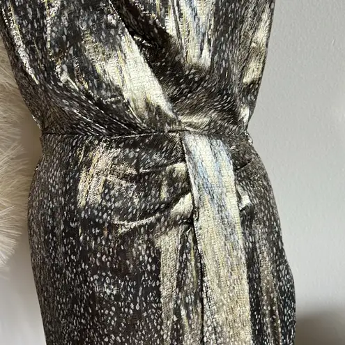 Ramy Brook Sleeveless Silk Gold Metallic Mini Dress