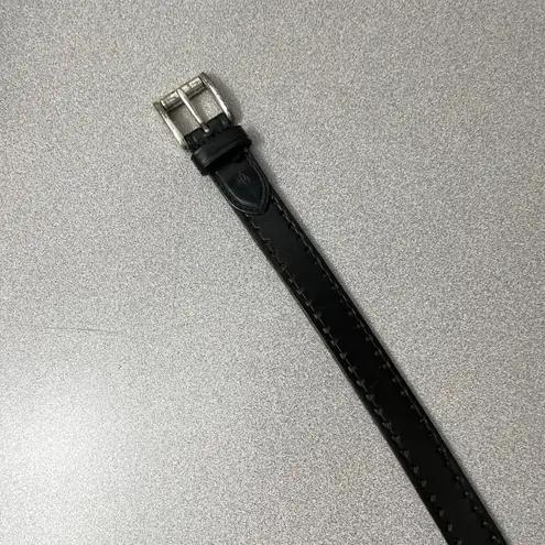 Lauren Ralph Lauren LRL Leather Belt Womens Small Black Silver Buckle Cut Out