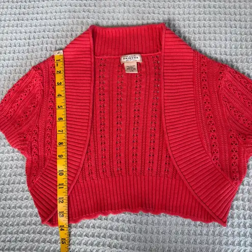 Arizona Jeans Vintage Arizona Jean Co Cardigan Sweater Womens Large Coral Crochet Top Y2K 90s