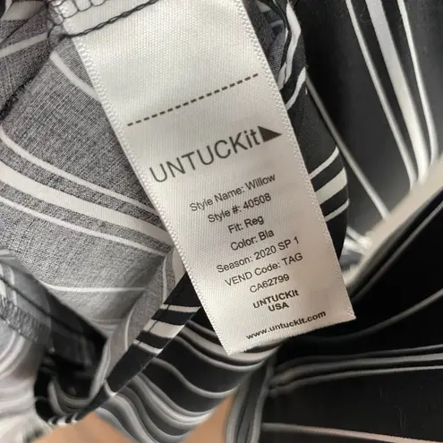 Untuckit Willow Black White Striped Mini Cotton Blend Shirtdress Size 2