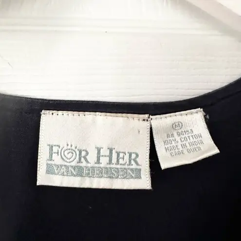 Van Heusen For Her Navy Blue Floral Embroidered Zip Cotton Cottage Vest Medium