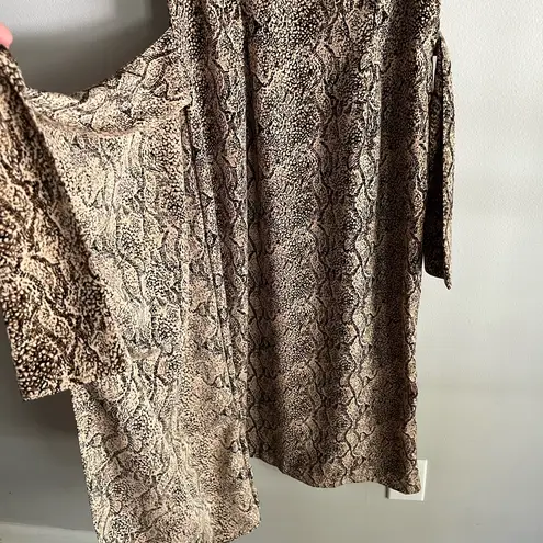 VINTAGE 90’s animal print snake wrap style midi dress sophisticated safari chic Black Size 8