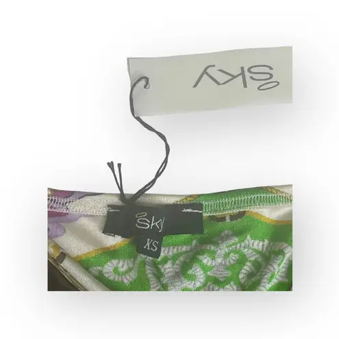 aso TV’s 90210  new Sky  Jewel Neck Bold Print Silk Halter Top  Braided Strap Pink Size XS