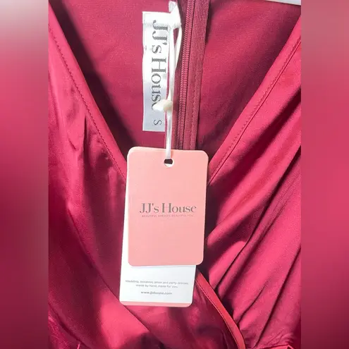 JJ's House JJ’s House NEW Pleated V-Neck Long Sleeve Sheath/Column Satin Midi Dress Size S