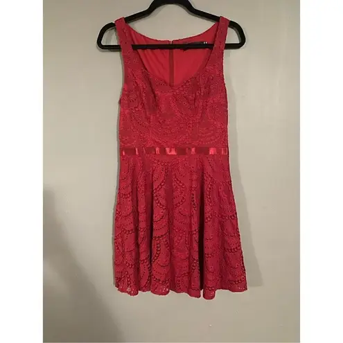 Alisa Pan Burgundy Lace Fit & Flare Dress Size 8 Red