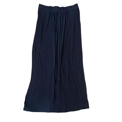 CAbi  Pleated Solid Elastic Waistband Navy Maxi Skirt Size Medium