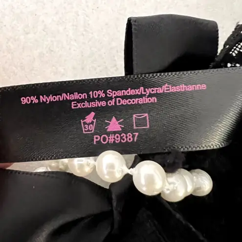 Yandy Black Lace Pearl Back Lingerie Teddy Dress Set