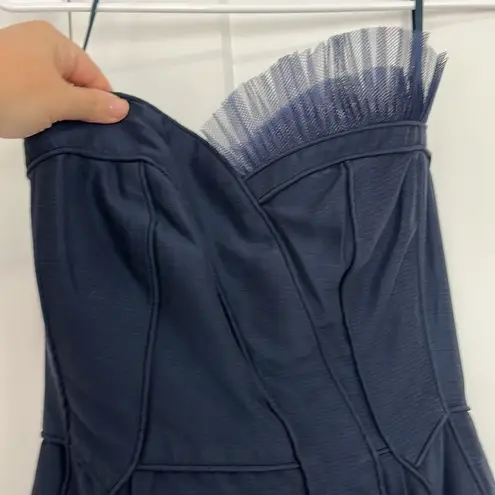 Marc by Marc Jacobs XS Navy Blue Kitty Silk Strapless Tulle Mini Dress