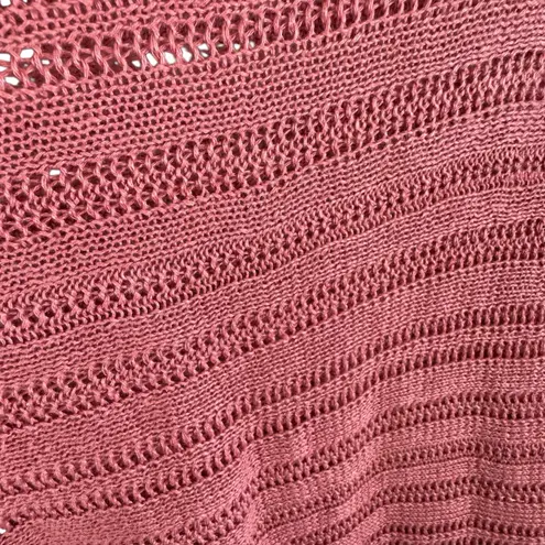 Tahari 100% Linen Pink 3/4 Dolman Sleeve Open Knit Lightweight Sweater Size S