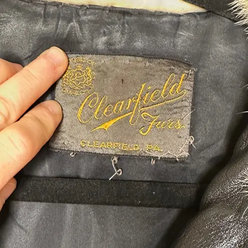 Clearfield Furs Vintage Chevron Mink Leather Coat Women's Luxury Outerwear Black Size undefined