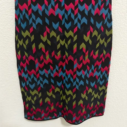 M Missoni Knit Zigzag Bodycon Dress Short Sleeve Size Small Black Multicolor