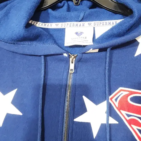 Superman 1938 women's full zip hoodie Large NWT Blue