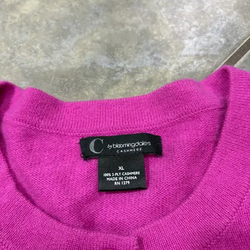 C by Bloomingdales Women Cashmere Cardigan Sweater Pink Button Sz XLCareer Comfy