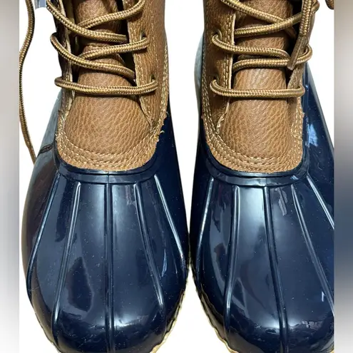 Jbu BY JAMBU Maplewood Duck Rain Boots 8.5 Navy/Tan $70 Retail NWT