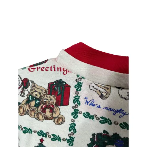 Vintage Nutcracker Christmas All Over Print Long Sleeve Top Holiday White Size L