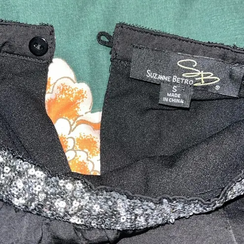 Black modest sleeveless top with sequin sparkly collar • evening wear