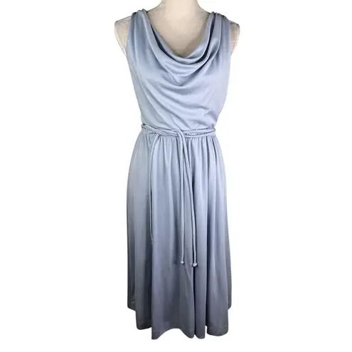 Alison Ayres Vintage Dress 10 Sleeveless Midi USA 60s70s Blue