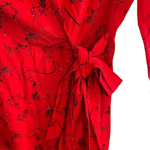 Tanya Taylor Wrap Mini Dress Red Silk