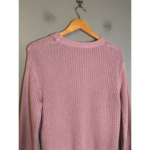 Marine layer Ramona Pointelle Cotton Crewneck Sweater Lilac Purple Size Small