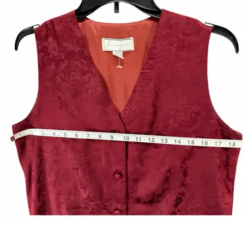 Vintage Spenser Jeremy Silk Waistcoat M Burgundy Red Jacquard Floral Holiday Size M