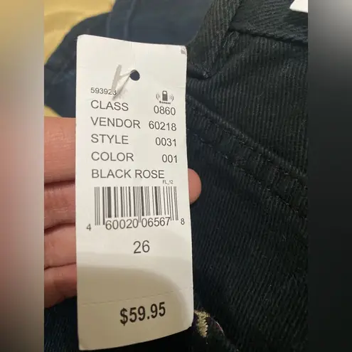 PacSun  Black Rose Embroidered High Waisted Jeans size 26 NWT