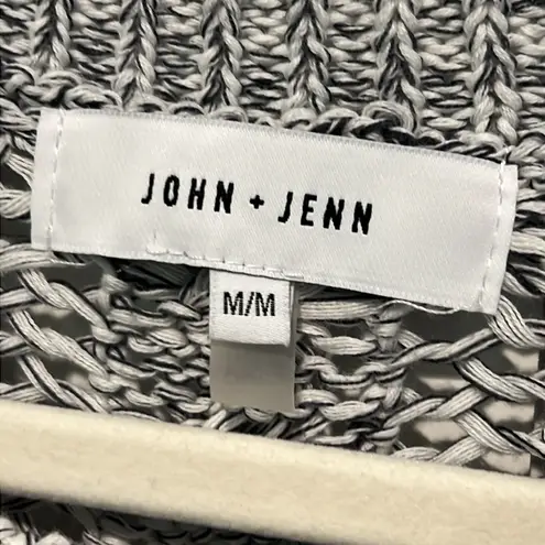 John + Jenn Hudson Pullover Sweater Cable Open Knit Gradient Navy Blue Medium