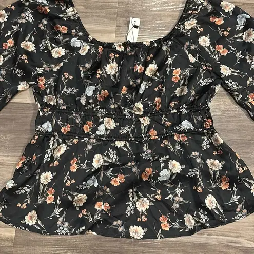 PaperMoon  Floral Black Blouse