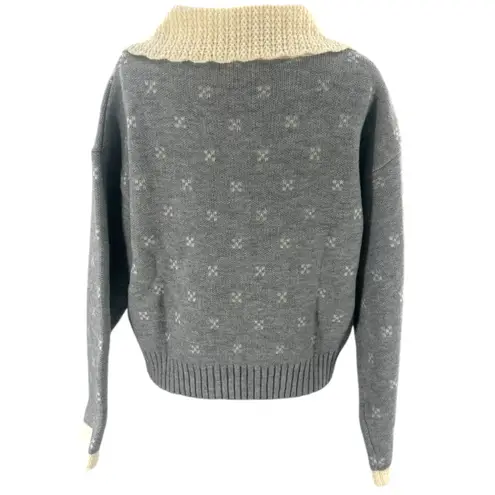 Jacquie the Label Georgia Contrast Collar Cardigan Gray Size XS