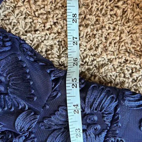 Alex Evenings Women's Tea Length Embroidered Dress with Illusion Sleeves 22W