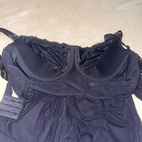 Parfait Black lace lingerie babydoll lingerie rhinestone chemise goth sexy Size M