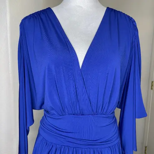 Cameo Royal Cobalt Blue Long Sleeve Ruched Cinched Waist Dress Size 2X
