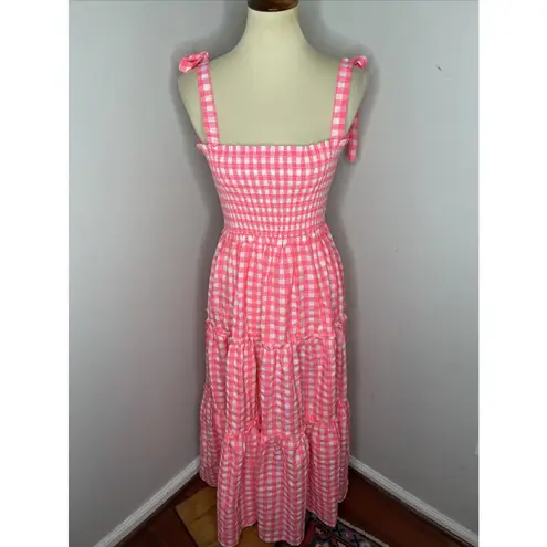 Tuckernuck Pomander Place Electric Pink Gingham Nellie Dress Small