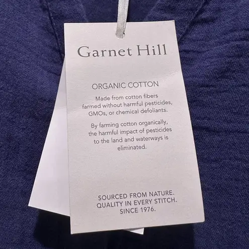 Garnet Hill NWT Royal Blue Organic Cotton Tiered Mini Dress Size Medium Button