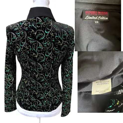 VINTAGE Y2K RARE EQUESTRIAN HOBBY HORSE WESTERN GLITTER JACKET X SMALL EUC #3 Green Size XS