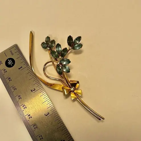 Sterling Silver Coro  craft gold plated and blue flower rhinestone vintage brooch